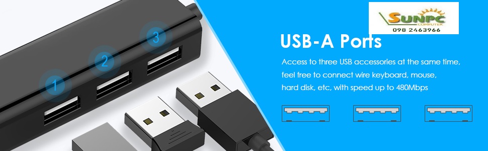 Cáp chuyển đổi từ USB Type C sang 3 cổng USB 2.0 và 1 Lan 10/100 Lention CB-USB-HUB-BLK