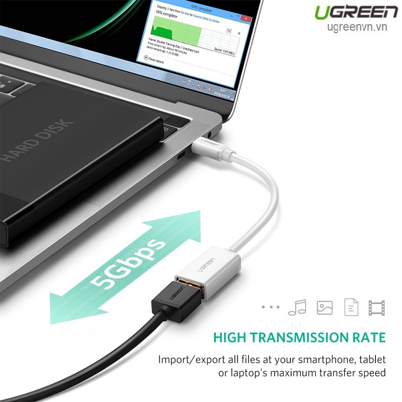 Cáp OTG USB Type-C to USB 3.0 chính hãng Ugreen 30702 cao cấp