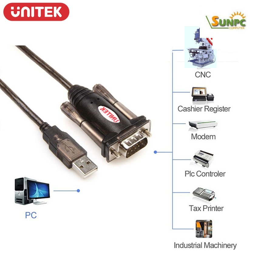 Cáp chuyển đổi USB sang RS232 - Unitek Y-105 Chính hãng