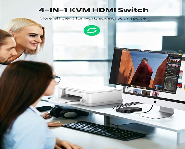 Bộ chuyển tín hiệu 4 CPU dùng 1 màn hình KVM Switch USB, HDMI 4K@60Hz Ugreen 70439 cao cấp