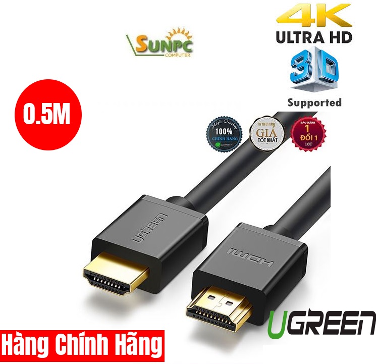 Cáp HDMI 1.4 dài 0,5M cao cấp hỗ trợ Ethernet + 4k2k Ugreen 30115 cao cấp