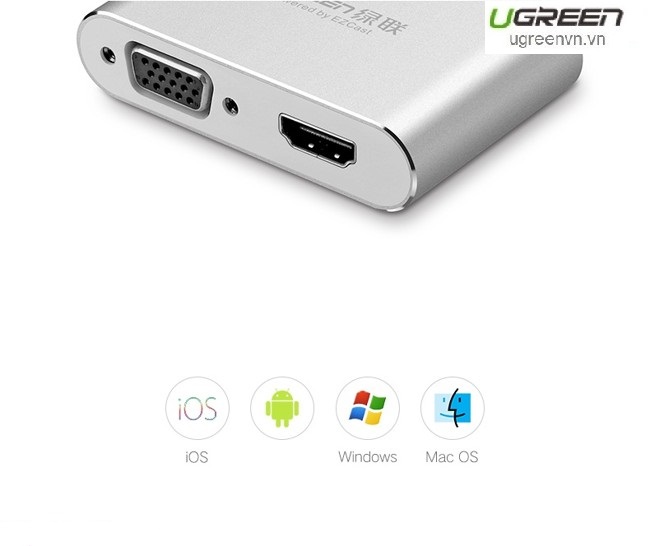 Bộ chuyển đổi cổng đa năng HDMI + VGA cho điện thoại, máy tính bảng chính hãng Ugreen 30522 cao cấp