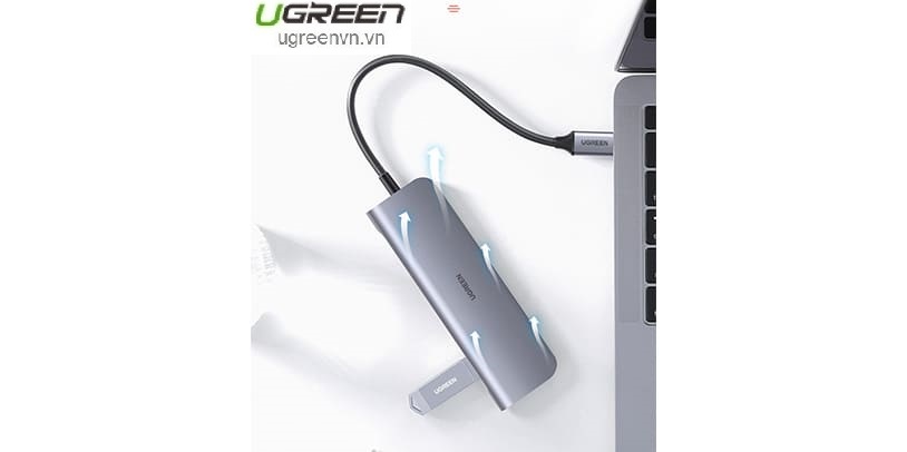 Thiết bị mở rộng USB type-C to HDMI/Hub USB 3.0/SD/TF/Lan Gigabit chính hãng Ugreen 50538 cao cấp