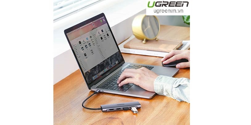 Thiết bị mở rộng USB type-C to HDMI/Hub USB 3.0/SD/TF/Lan Gigabit chính hãng Ugreen 50538 cao cấp