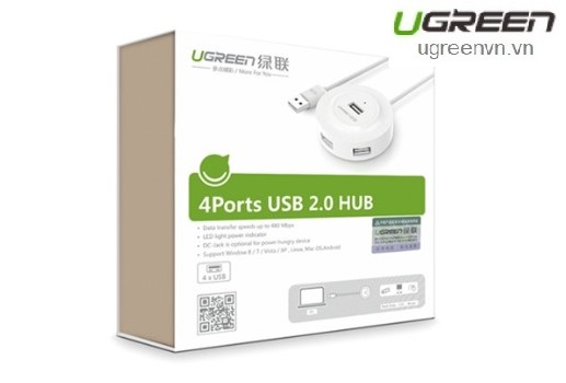 Bộ chia 4 cổng USB 2.0 Ugreen 20270 cao cấp