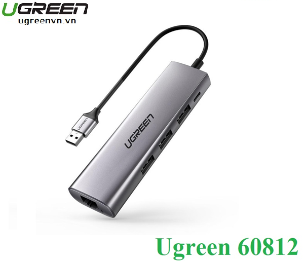 Bộ chia USB 3.0 ra 3 cổng USB 3.0 + Lan Gigabit 1000Mbps Ugreen 60812 cao cấp