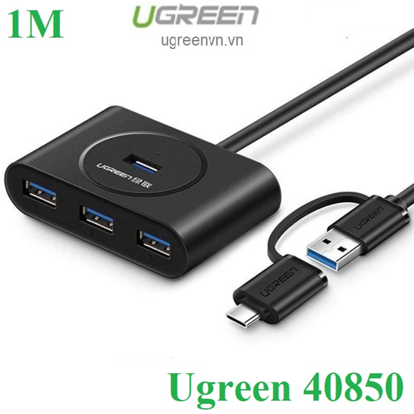 Bộ chia USB Type-C ra 4 cổng USB 3.0 dài 1M Ugreen 40850 chính hãng