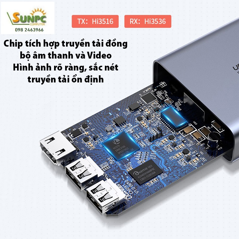 Bộ phát kéo dài tín hiệu HDMI + USB qua cáp mạng 150m Cat5e/Cat6 Ugreen 60323 cao cấp (TX)