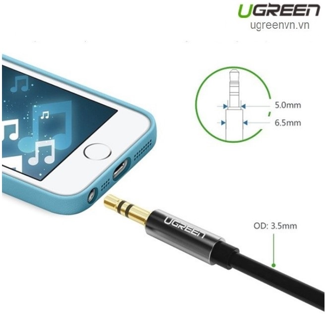 Cáp Audio 3.5mm nối dài 2m chính hãng Ugreen 10594 cao cấp