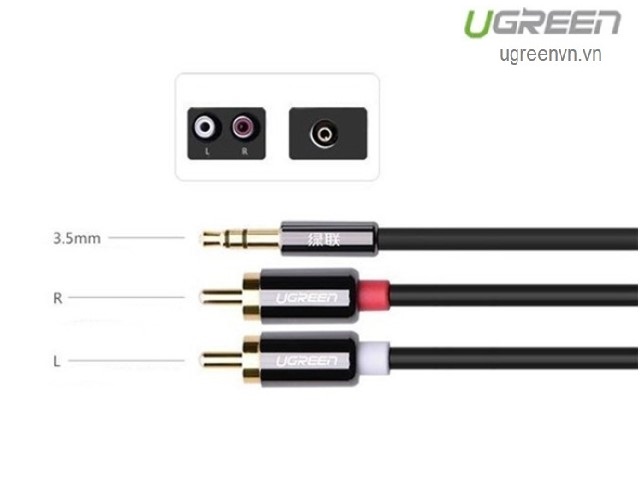 Cáp Audio 3,5mm ra 2 đầu RCA dài 1,5m chính hãng Ugreen 10583