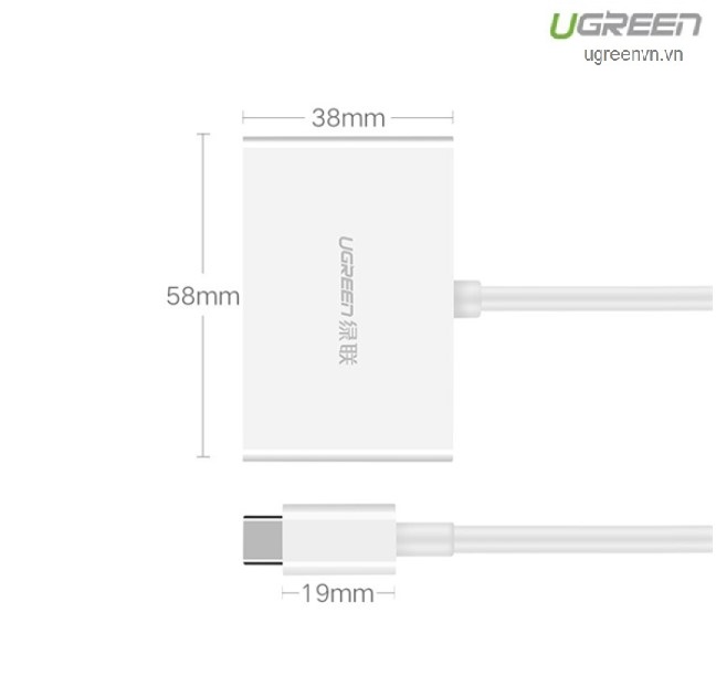 Cáp chuyển đổi USB type C to HDMI/VGA hỗ trợ full HD 3D 4Kx2K chính hãng Ugreen 30843 cao cấp