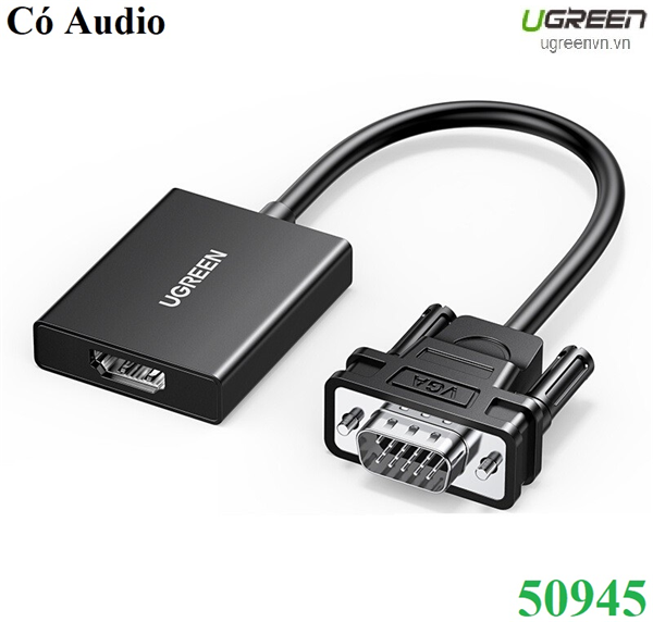 Cáp chuyển đổi VGA sang HDMI+Audio 1080P@60Hz Ugreen 50945 cao cấp