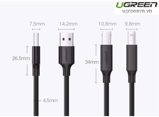 Cáp máy in USB 2.0 dài 1,5m Ugreen 10845 cao cấp