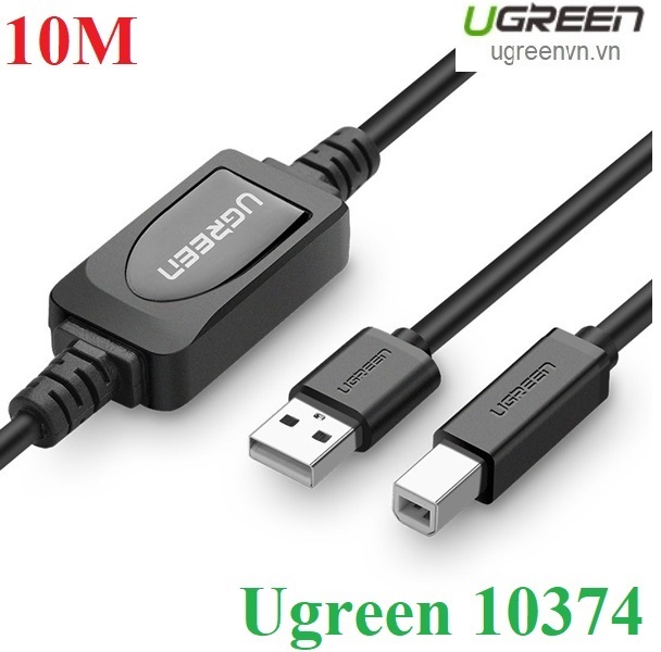 Cáp máy in USB 10m Ugreen 10374 có IC khuếch đại chính hãng