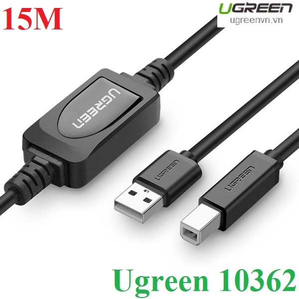 Cáp máy in USB 15m chính hãng Ugreen 10362 có IC khuếch đại