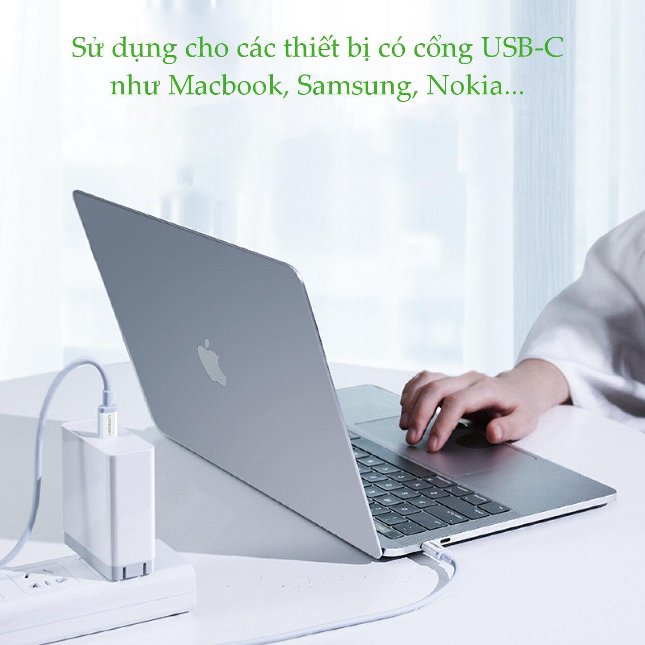 C&aacute;p sạc, dữ liệu USB Type-C to USB Type-C d&agrave;i 1M hỗ trợ PD 60W Ugreen 60518