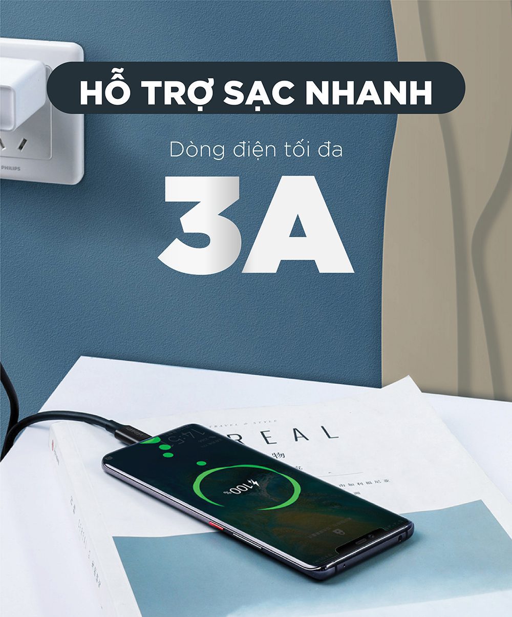 C&aacute;p sạc USB Type-C d&agrave;i 1M ch&iacute;nh h&atilde;ng Ugreen 50997 cao cấp