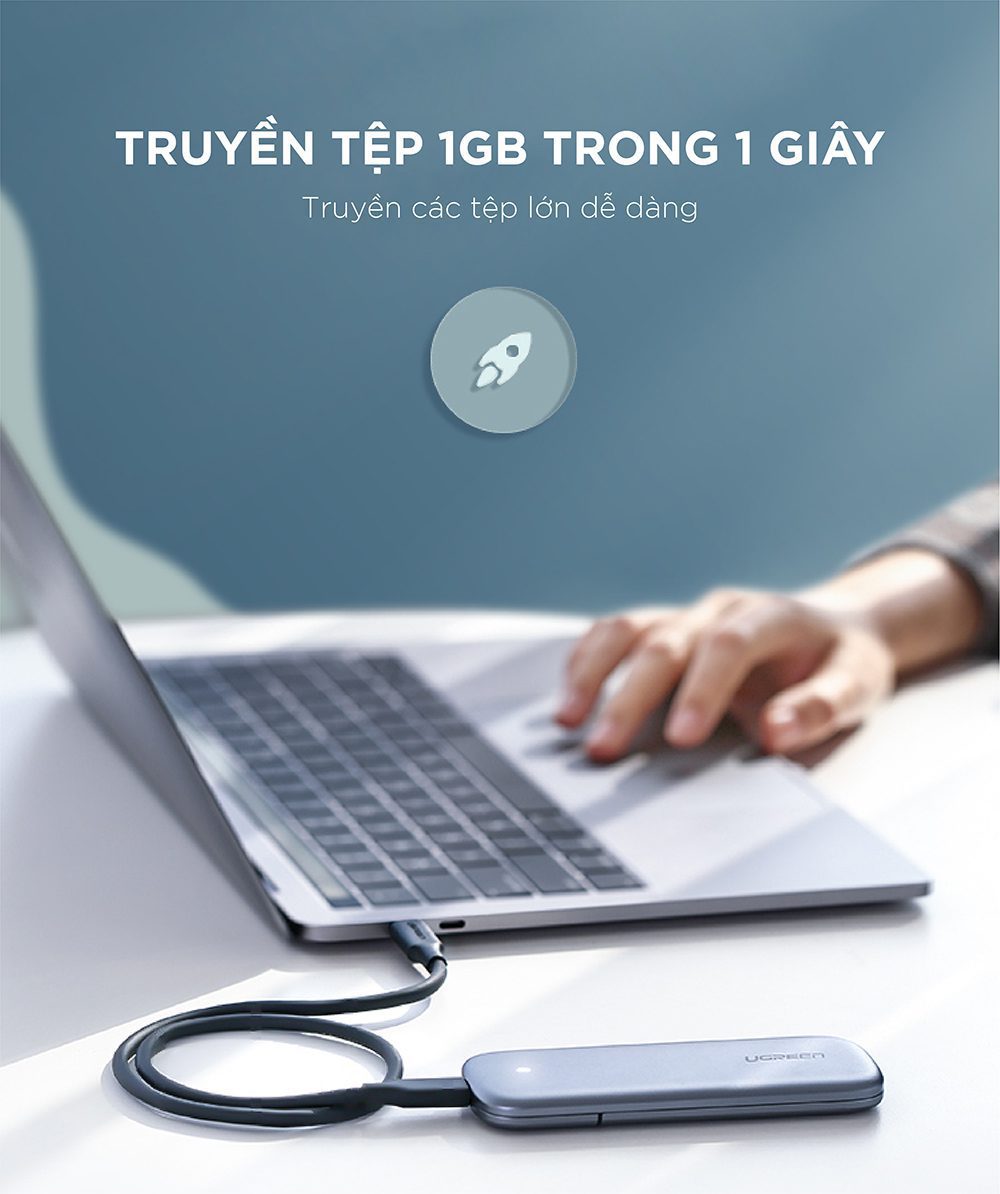 C&aacute;p sạc USB Type-C d&agrave;i 1M ch&iacute;nh h&atilde;ng Ugreen 50997 cao cấp