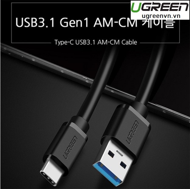 Cáp USB 3.0 to USB Type-C dài 0.5m chính hãng Ugreen 20881 cao cấp