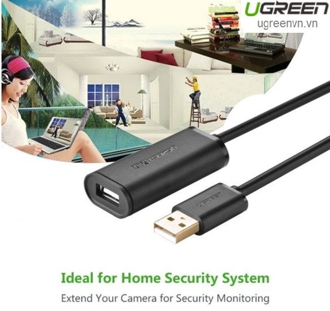 Cáp USB nối dài 10m có chíp khuếch đại Ugreen 10321 Chính hãng