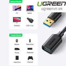 Cáp USB nối dài 3.0 dài 3m chính hãng Ugreen 30127 cao cấp