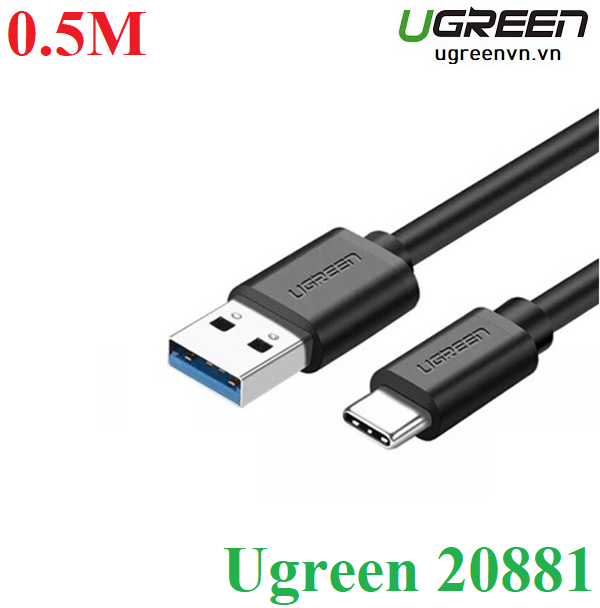 Cáp USB 3.0 to USB Type-C dài 0.5m chính hãng Ugreen 20881 cao cấp