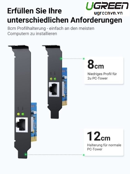 Card mạng Lan PCI Express Gigabit Ethernet 10/100/1000Mbps Ugreen 30771 cao cấp