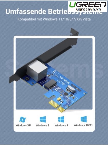 Card mạng Lan PCI Express Gigabit Ethernet 10/100/1000Mbps Ugreen 30771 cao cấp