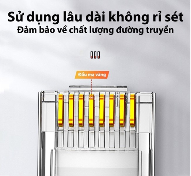 Đầu bấm mạng Cat6 mạ vàng 50c/hộp Ugreen 50962 cao cấp