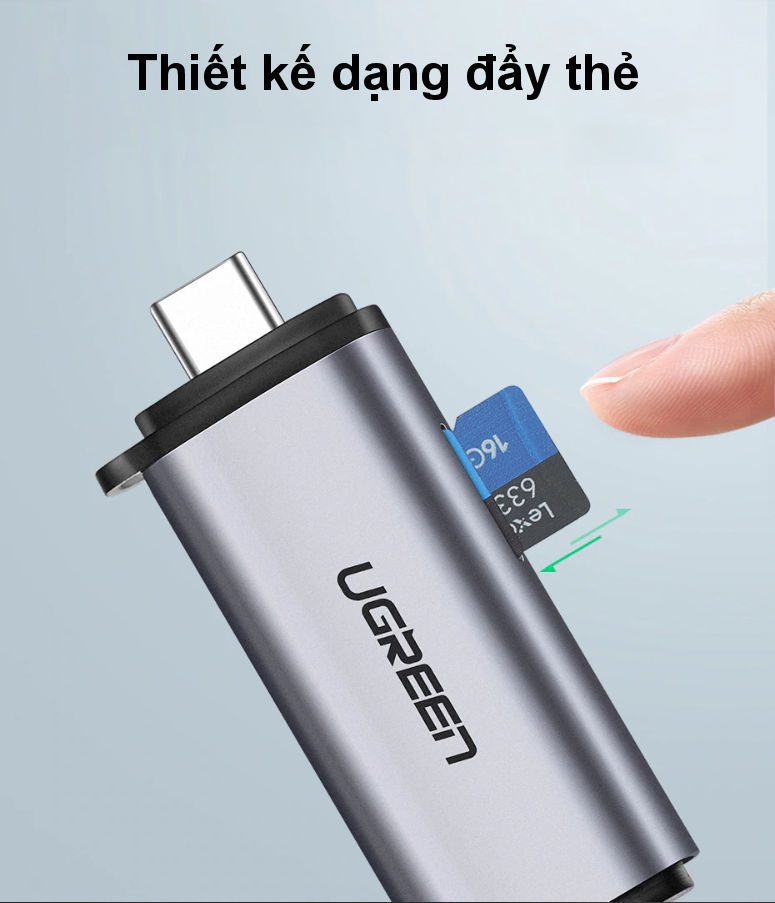 Đầu đọc thẻ nhớ SD/TF chuẩn USB Type C và USB 3.0 Ugreen 50706 chính hãng