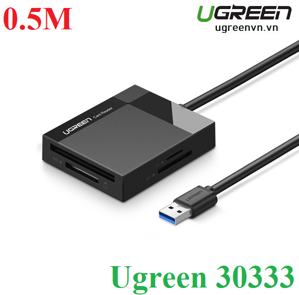 Đầu đọc thẻ USB 3.0 dài 0.5 hỗ trợ SD/TF/MS/CF Ugreen 30333 cao cấp