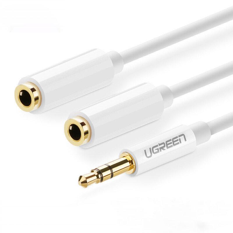 Cáp chia 2 cổng Audio 3,5mm dài 20cm ( 1 dương sang 2 âm ) chính hãng Ugreen 10532 cao cấp