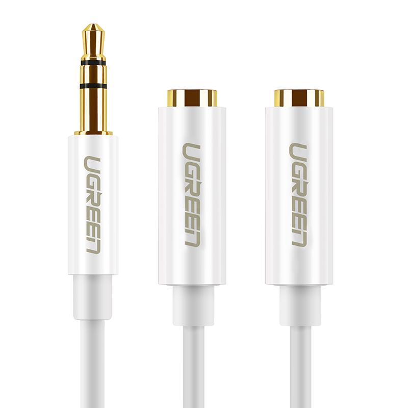 Cáp chia 2 cổng Audio 3,5mm dài 20cm ( 1 dương sang 2 âm ) chính hãng Ugreen 10532 cao cấp