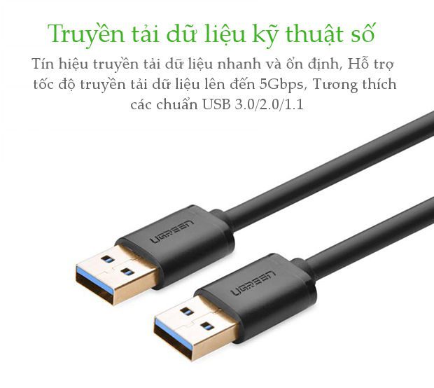 Cáp USB 3.0 hai đầu đực dài 2m chính hãng Ugreen 10371 cao cấp