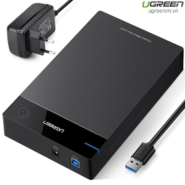 Hộp đựng ổ cứng 3.5inch Sata/ USB 3.0 hỗ trợ 10TB chính hãng Ugreen 50422 cao cấp