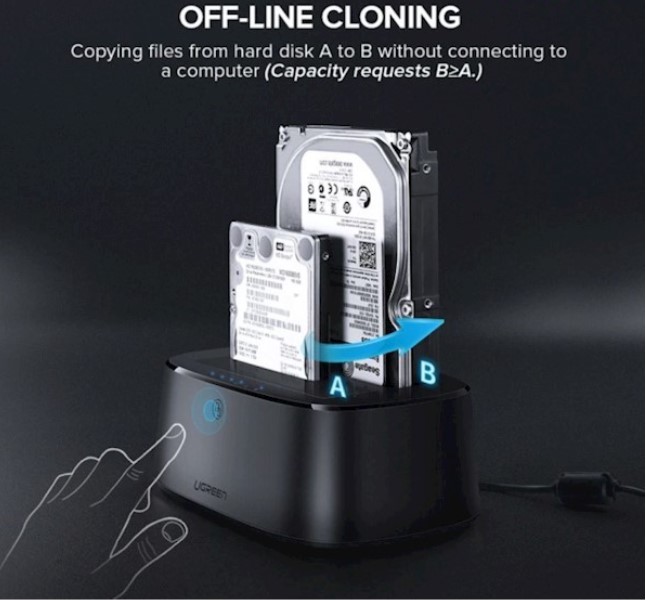 Hộp đựng ổ cứng Docking 2.5/3.5inch Sata/USB 3.0 hỗ trợ 12TB Ugreen 50857 cao cấp