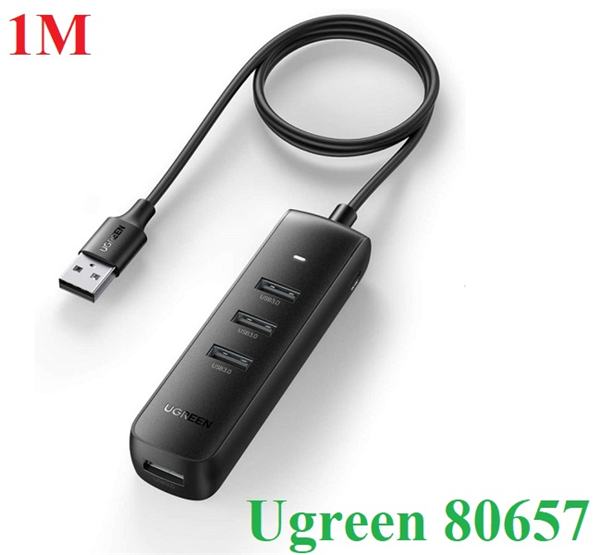 Hub chia USB 3.0 ra 4 cổng dài 1M chính hãng Ugreen 80657 cao cấp (Micro USB cấp nguồn)