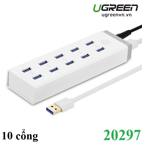 Hub đa chức năng 10 cổng USB 3.0 Ugreen 20297 kèm sạc điện thoại, máy tính bảng...