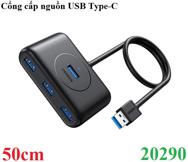 Hub USB 3.0 ra 4 cổng dài 50cm chính hãng Ugreen 20290 cao cấp