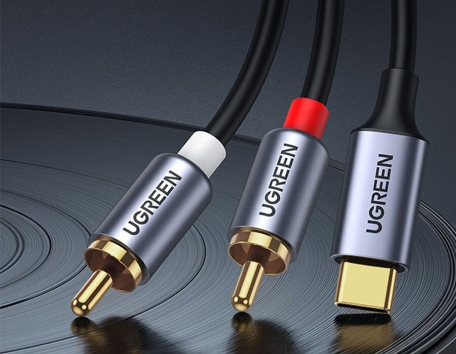 Cáp chuyển đổi âm thanh USB Type-C sang 2 RCA dài 1,5M Ugreen 20193 cao cấp (DAC)