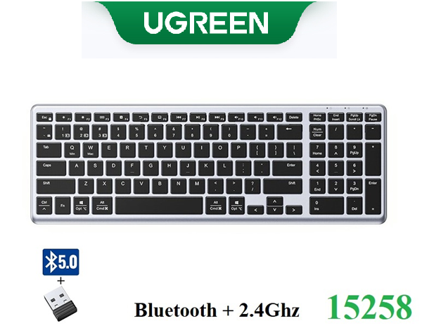 Bàn phím Bluetooth Ugreen 15258 siêu mỏng, hỗ trợ Wifi