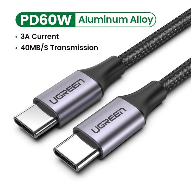 Cáp sạc nhanh 60W USB Type-C to Type-C dài 2M bọc nylon Ugreen 50152 cao cấp (dữ liệu)