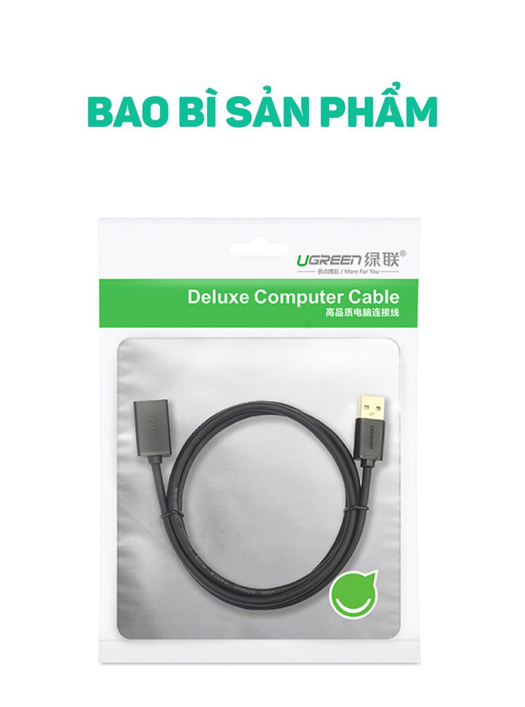 Cáp USB 3.0 nối dài 5m âm dương chính hãng Ugreen 90722 cao cấp