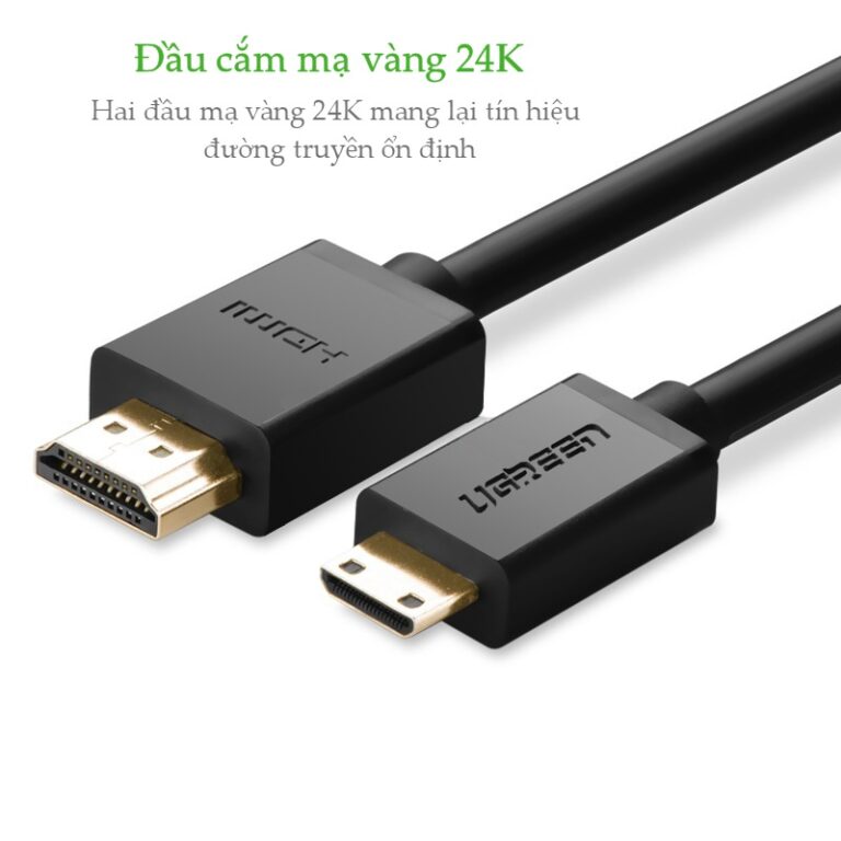 Cáp Mini HDMI sang HDMI 2.0 dài 1,5M Ugreen 11167 hỗ trợ 4K@60hz cao cấp