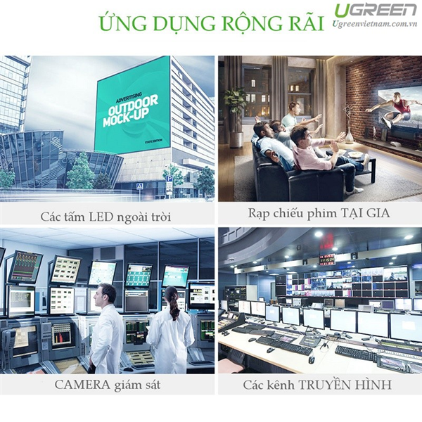 Cáp HDMI 2.0 sợi quang hợp kim kẽm 50m hỗ trợ 4K/60Hz Ugreen 50219 cao cấp