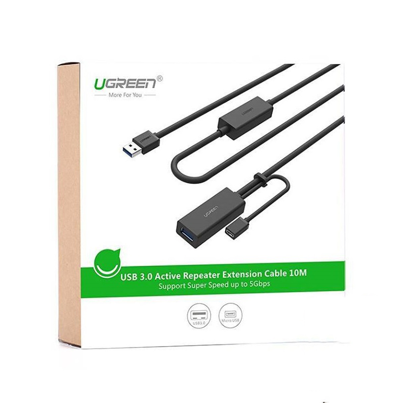 Cáp USB 3.0 nối dài 5m hỗ trợ nguồn Micro USB chính hãng Ugreen 20826 cao cấp