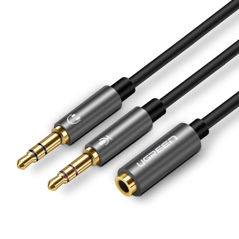 Cáp Audio 3,5mm âm ra 2 đầu 3,5mm 1 Mic 1 loa chính hãng Ugreen 20899 mạ vàng cao cấp