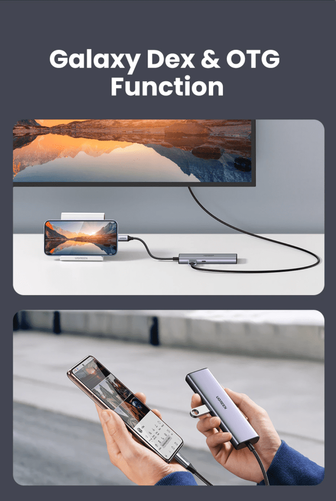 Thiết bị mở rộng Type-C 7 in 1 Sang HDMI 4K@30HZ + USB 3.0*2 + SD/TF + PD 100W Ugreen 90568 cao cấp
