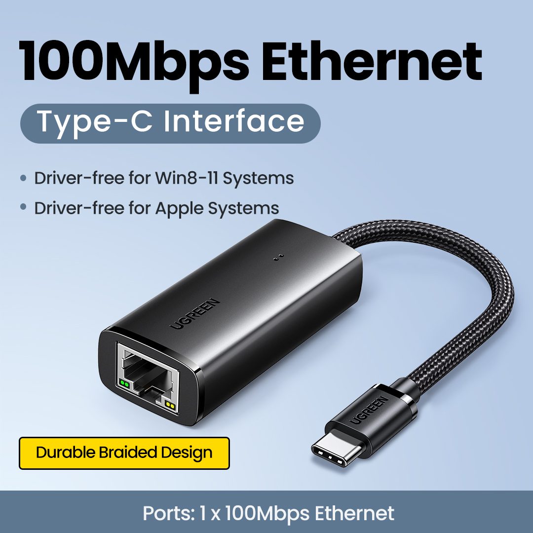 Cáp chuyển đổi USB Type-C 3.1 to Lan Gigabit 10/100Mbps Ugreen 15633 cao cấp