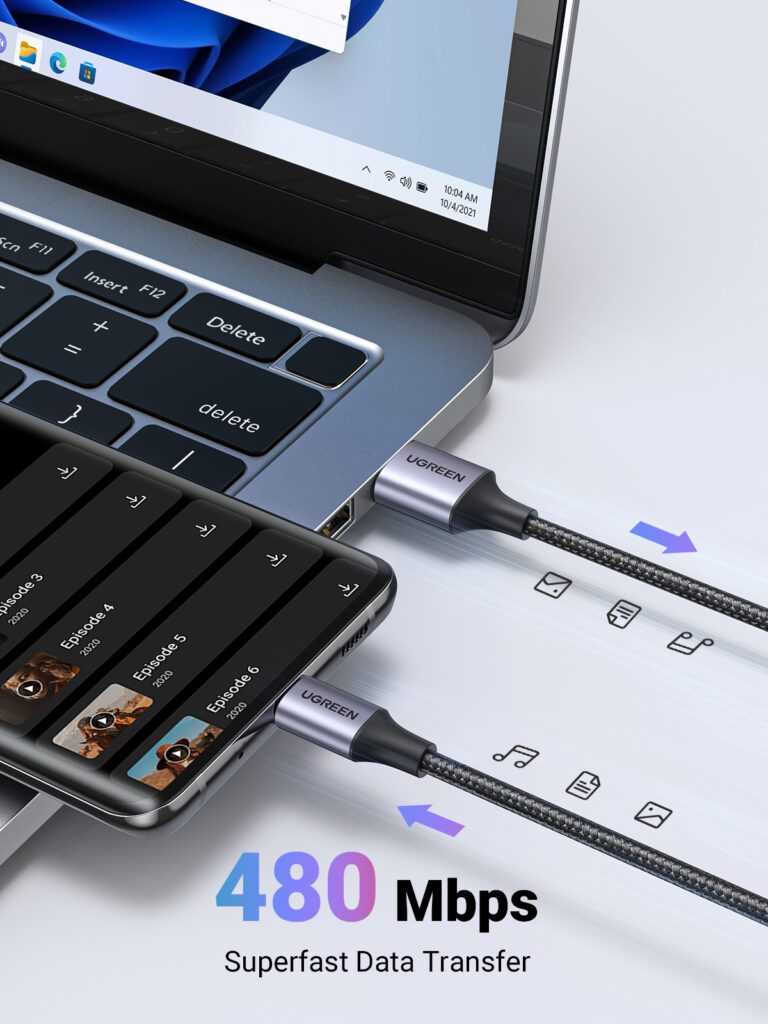 Cáp USB C to USB 2.0 dài 1m chính hãng Ugreen 60126 cao cấp